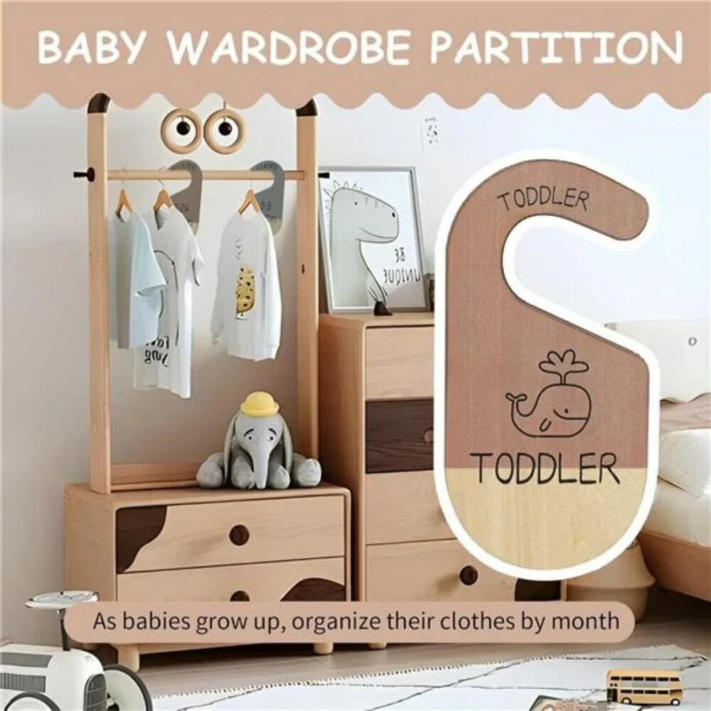 Baby closet dividers wooden size labels nursery clothes organizer newborn toddle